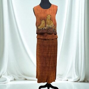 K Studio Dress Woman Vintage Size 14 Rayon Sleeveless Animal‎ Print Made in USA